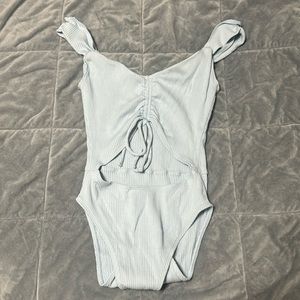 Blue Ribbed Bodysuit